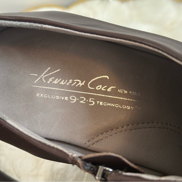 Kenneth Cole Brown Leather Faux Fur Stiletto Booties Sz 10 - Picture 14 of 16